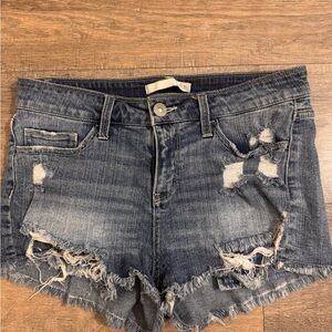 Daytrip Blue Distressed Jean Shorts